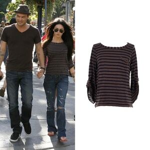3/4 Long Sleeve Striped T-shirt As Seen On Megan Fox